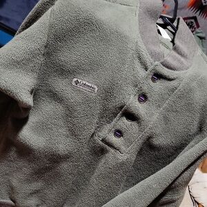 Columbia Green Fleece Pullover, with purple trim